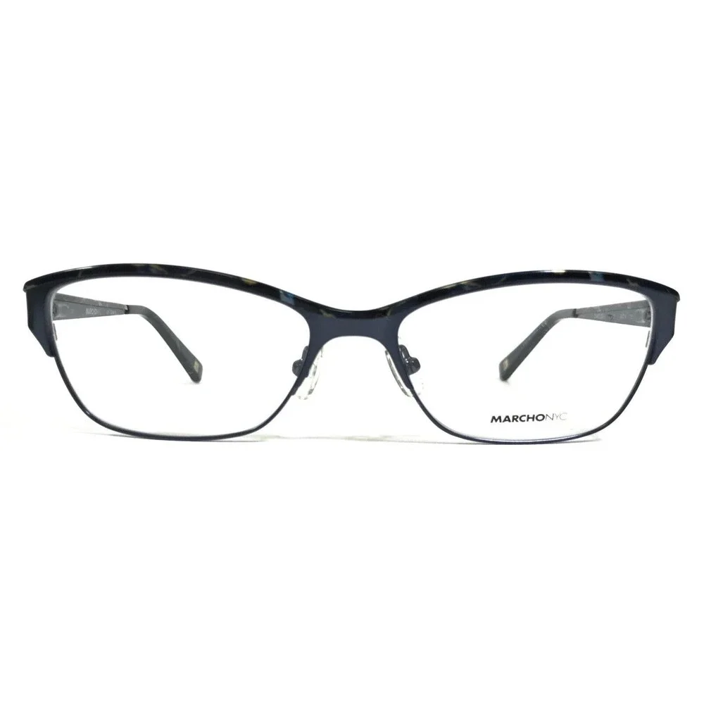 Marchon NYC Eyeglasses Frames 412 CAROUSEL Blue Square Cat Eye 53-16-135